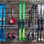ski equipment on a wall