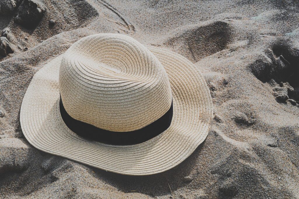 beach hat on sand